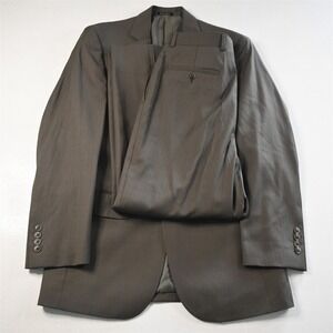 Wilke Rodriguez 37R 30x29 Green Brown Striped Wool Mens Jacket Pants Suit